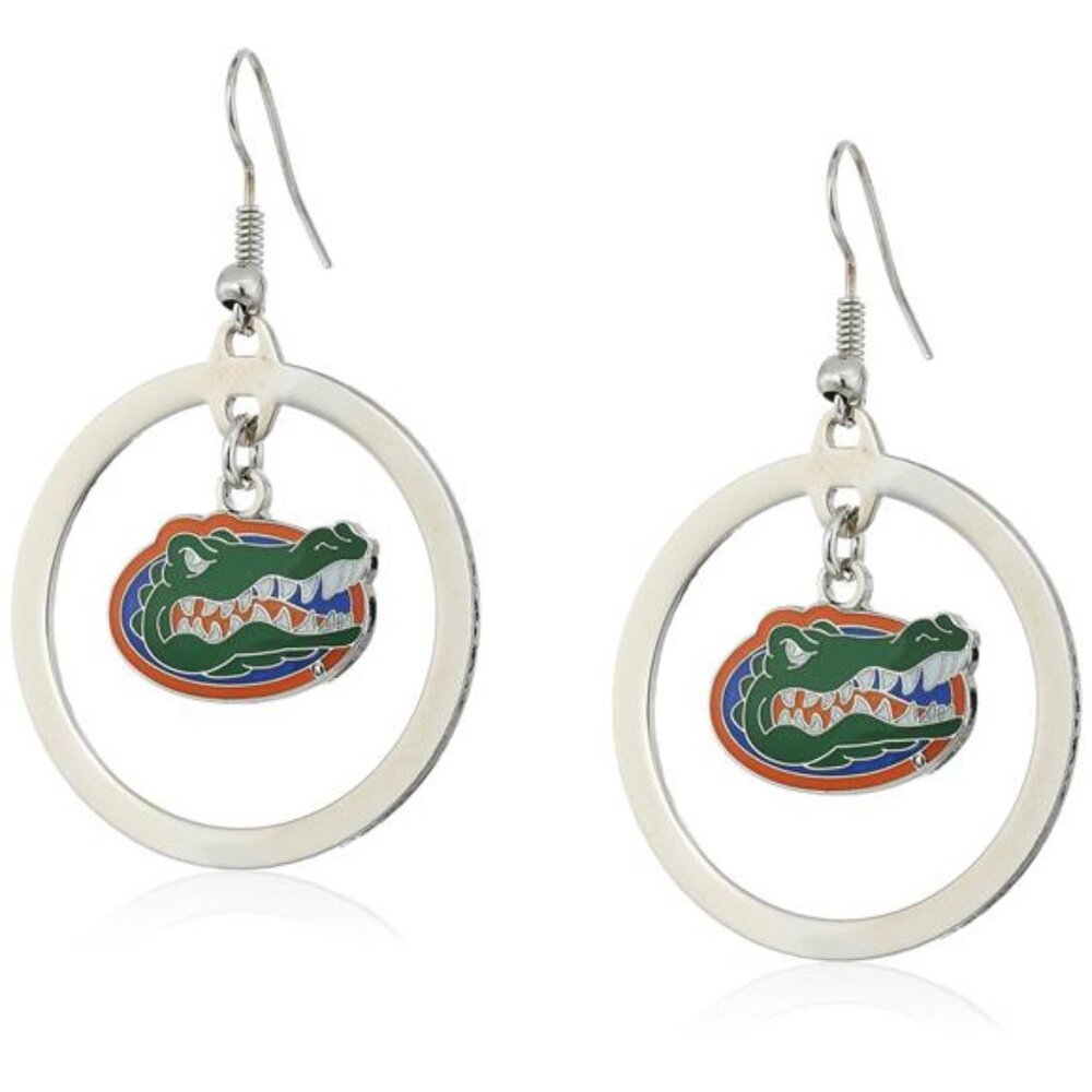 New NCAA Florida Gators Floating Logo Hoop Earrings